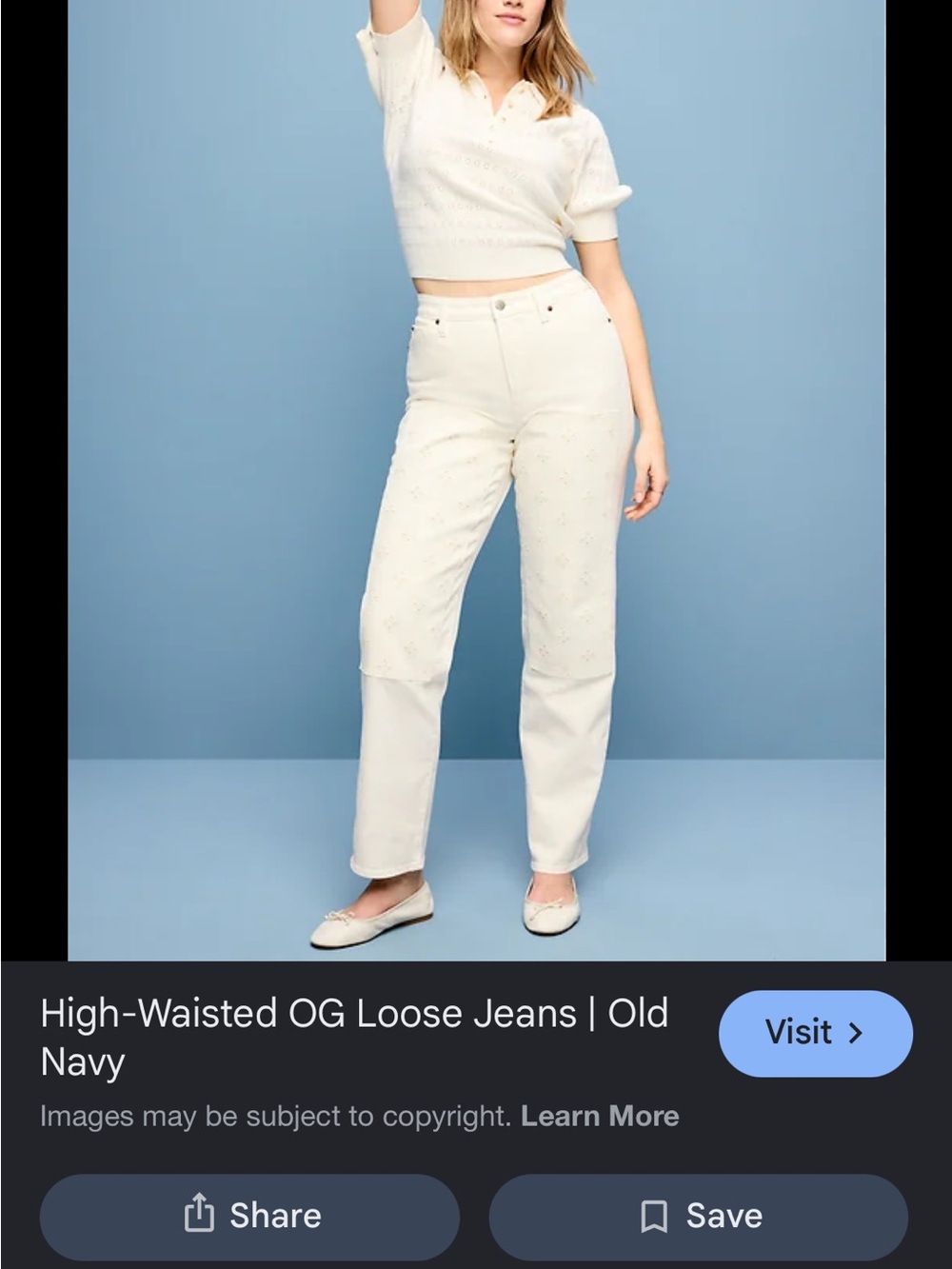 Old Navy High Waisted OG Loose Off-White Wide Leg Stitch-Front Utility Jeans sz8 - Picture 2 of 10